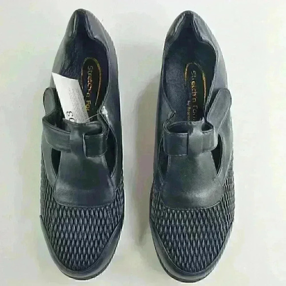 Stretch'n Form by Beacon Adjustable Strap Black Women Comfort Shoes Size 6W New - Picture 3 of 12